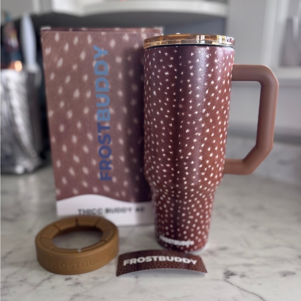 Brown Speckled Travel Tumbler with Handle